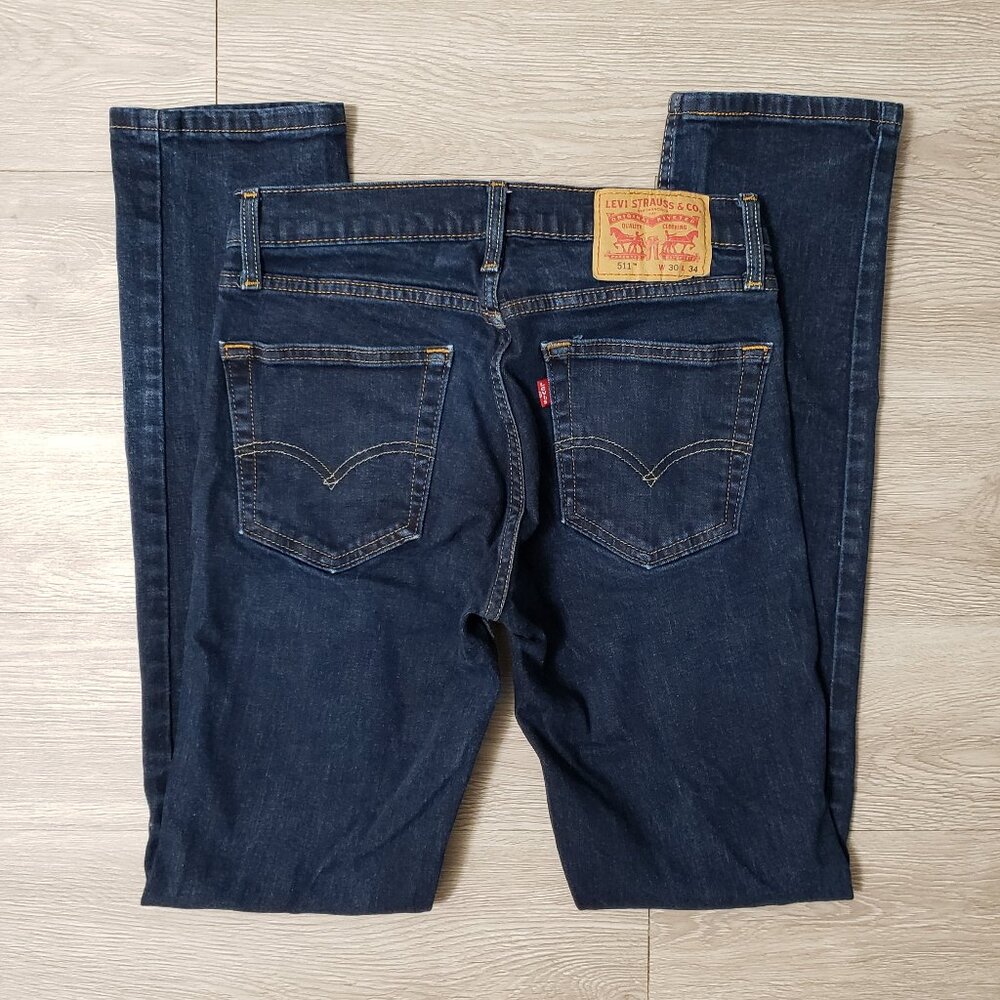 Men's Levi's 511 Dark Blue slim straight classic fit jeans size 30 x 34
